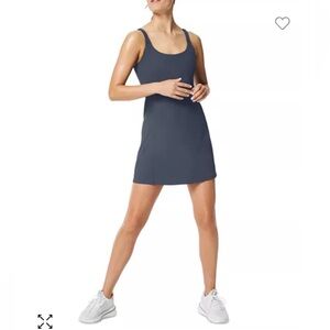 EUC Spanx Get Moving Easy Access Ribbed Athletic Dress with Shorts BLUEISH XL